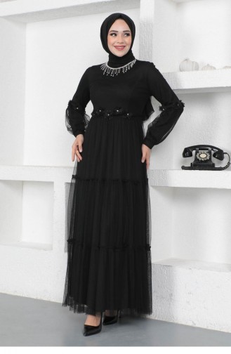 Black Hijab Evening Dress 14323