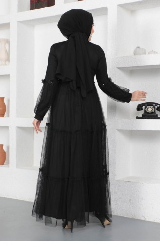 Black Hijab Evening Dress 14323