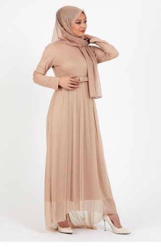Mink Hijab Evening Dress 14324