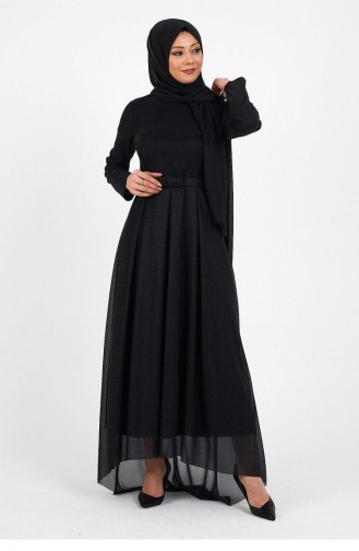Black Hijab Evening Dress 14326