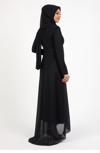 Black Hijab Evening Dress 14326