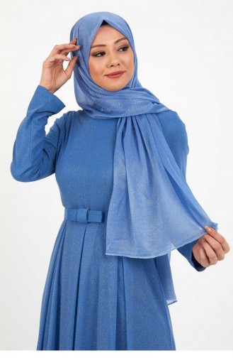 Baby Blue Hijab Evening Dress 14329