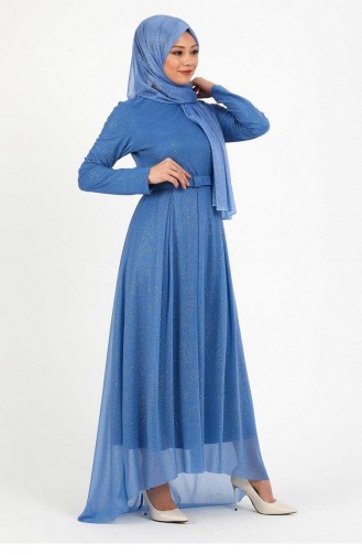Baby Blue Hijab Evening Dress 14329