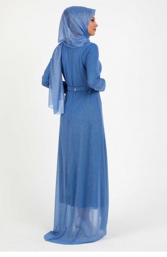 Baby Blue Hijab Evening Dress 14329