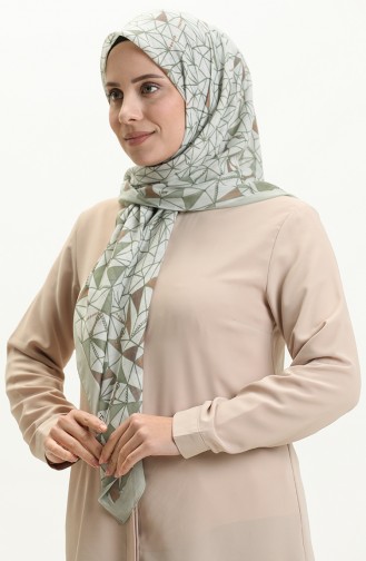 Desenli Eşarp KRK-07 Çağla Yeşili Kahverengi