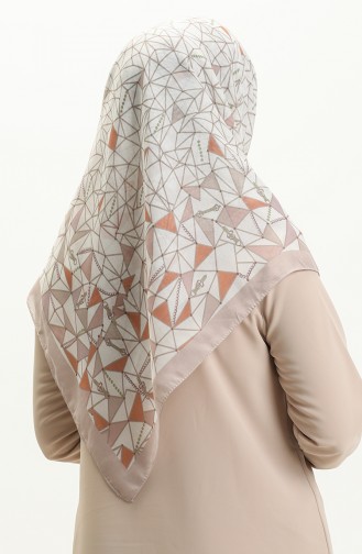 Desenli Eşarp KRK-08 Açık Vizon Taba