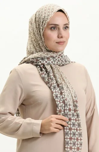 إيشارب منقوش LCV-01 كريمي رمادي 01