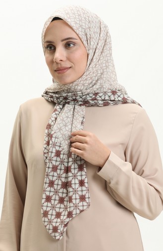 Printed Scarf LCV-03 Cream Brown 03