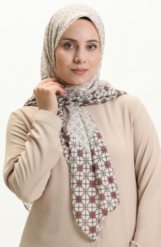 Printed Scarf LCV-03 Cream Brown 03