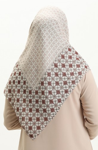 Printed Scarf LCV-03 Cream Brown 03