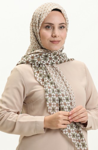 Printed Scarf LCV-09 Cream Green 09