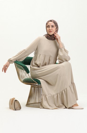 Shirred Dress 1851-04 Stone 1851-04