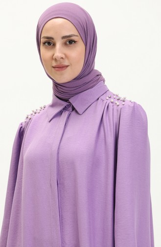 Aerobin Kumaş İncili Elbise 1010-06 Lila
