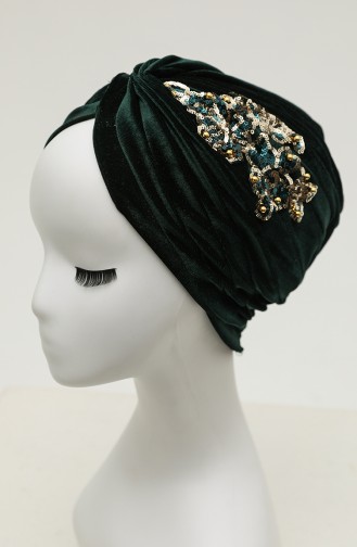 Velvet Sequin Vera Bonnet Emerald Green 0039-09