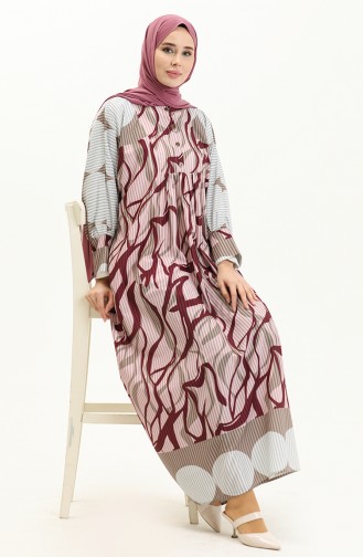 Robe Oversize Imprimée Numérique 24Y8897-03 Vison Bordeaux 24Y8897-03