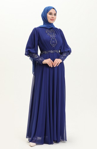 Plissee-Stein-Abendkleid 52847-01 Farbe Saxophon 52847-01