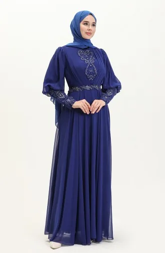 Plissee-Stein-Abendkleid 52847-01 Farbe Saxophon 52847-01