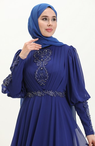 Plissee-Stein-Abendkleid 52847-01 Farbe Saxophon 52847-01