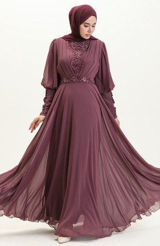 Stone Pleated Evening Dress 52847-02 Dusty Rose 52847-02