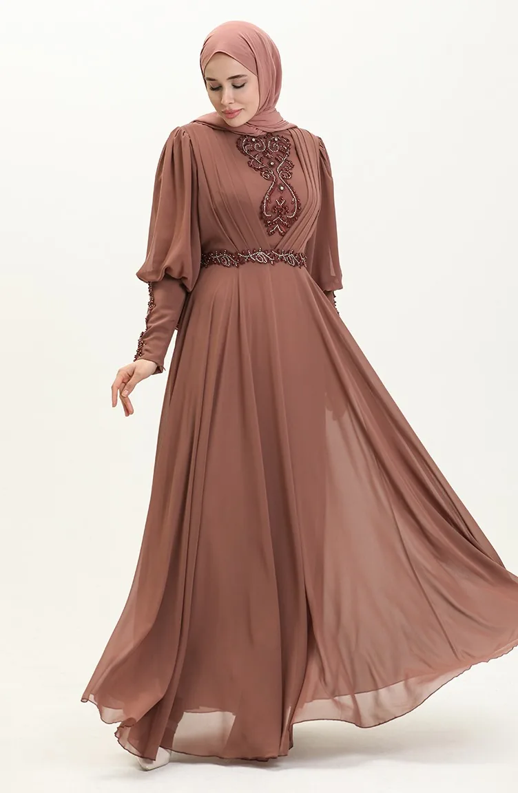Plissee-Stein-Abendkleid 52847-03 Braun 52847-03