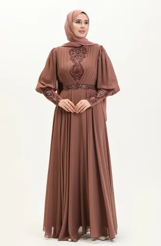 Plissee-Stein-Abendkleid 52847-03 Braun 52847-03