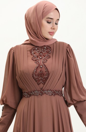 Plissee-Stein-Abendkleid 52847-03 Braun 52847-03