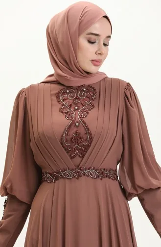 Plissee-Stein-Abendkleid 52847-03 Braun 52847-03