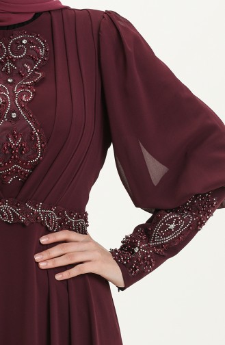 Plissee-Stein-Abendkleid 52847-05 Pflaume 52847-05