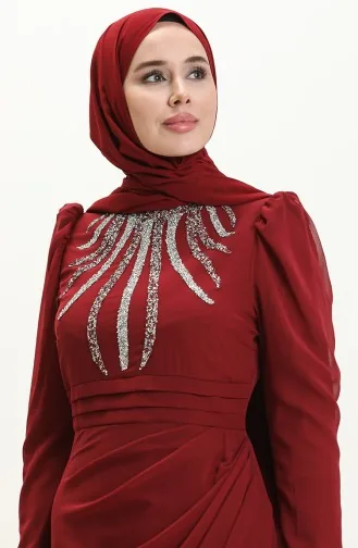 Stone Evening Dress 52861-05 Claret Red 52861-05