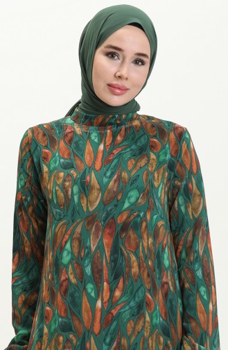 Gemustertes Chiffonkleid 81840-01 Smaragdgrün 81840-01