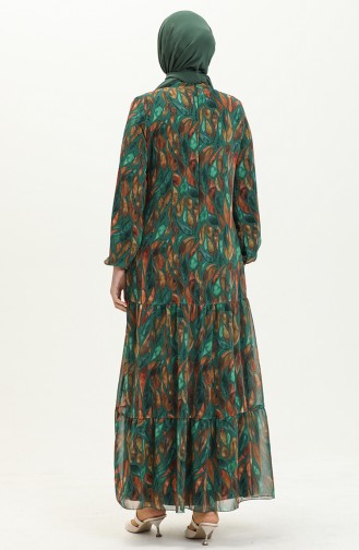 Gemustertes Chiffonkleid 81840-01 Smaragdgrün 81840-01