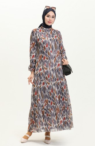 Printed Chiffon Dress 81840-02 Gray 81840-02