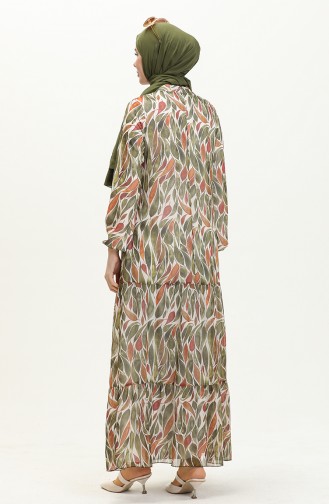 Printed Chiffon Dress 81840-03 Khaki 81840-03