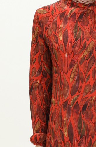 Printed Chiffon Dress 81840-04 Brick Red 81840-04