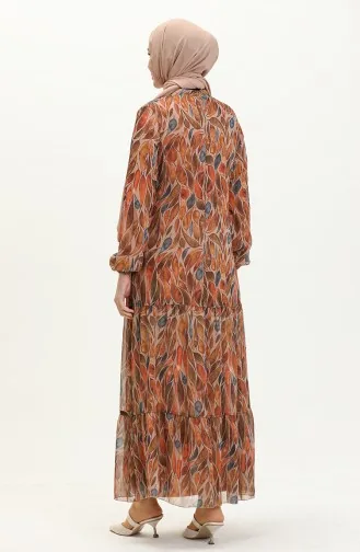 Printed Chiffon Dress 81840-05 Mink 81840-05