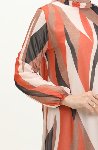Printed Chiffon Dress 81841-04 Brick Red 81841-04