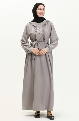 Rüschenkleid mit Gürtel 1001-02 Dunkelgrau 1001-02