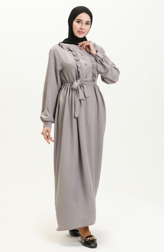 Rüschenkleid mit Gürtel 1001-02 Dunkelgrau 1001-02