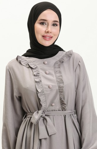 Rüschenkleid mit Gürtel 1001-02 Dunkelgrau 1001-02