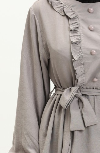 Rüschenkleid mit Gürtel 1001-02 Dunkelgrau 1001-02