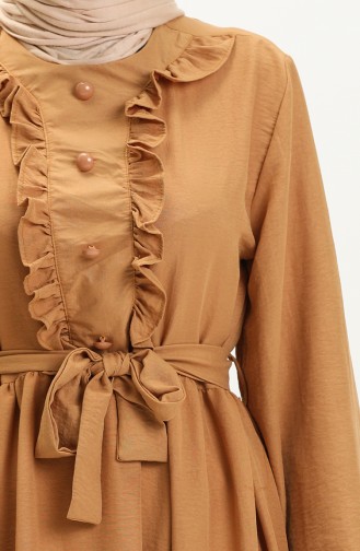 Ruffled Belted Dress 1001-03 Mustard 1001-03