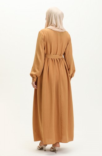 Ruffled Belted Dress 1001-03 Mustard 1001-03