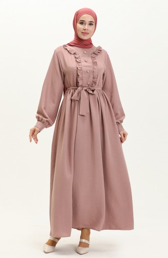 Rüschenkleid mit Gürtel 1001-05 Puder 1001-05