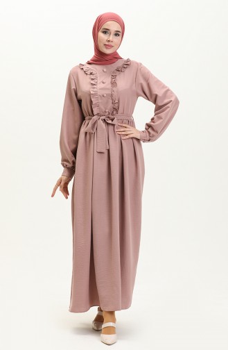 Rüschenkleid mit Gürtel 1001-05 Puder 1001-05