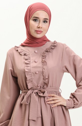 Rüschenkleid mit Gürtel 1001-05 Puder 1001-05