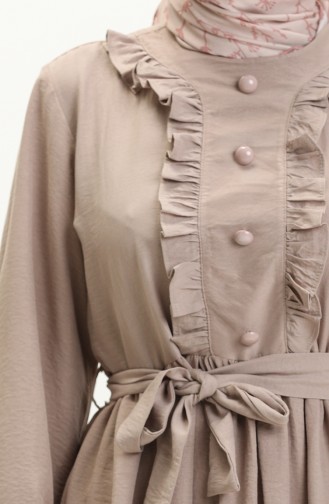 Robe Ceinturée à Froufrous 1001-06 Vison 1001-06