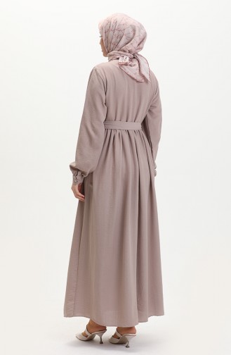 Robe Ceinturée à Froufrous 1001-06 Vison 1001-06