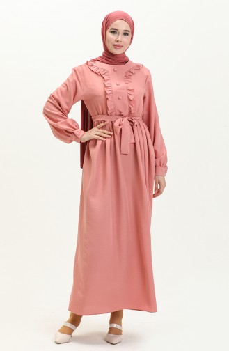 Rfuffled Belted Dress 1001-07 Dusty Rose 1001-07