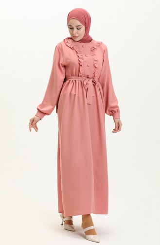 Rfuffled Belted Dress 1001-07 Dusty Rose 1001-07