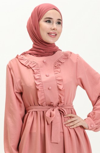 Rfuffled Belted Dress 1001-07 Dusty Rose 1001-07